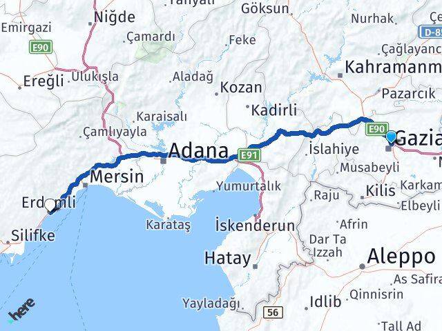 Gaziantep Otogarı Erdemli Arası Kaç Km - Yol Tarifi