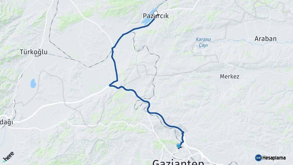 Gaziantep Pazarcık Kahramanmaraş Arası Kaç Km - Yol Haritası