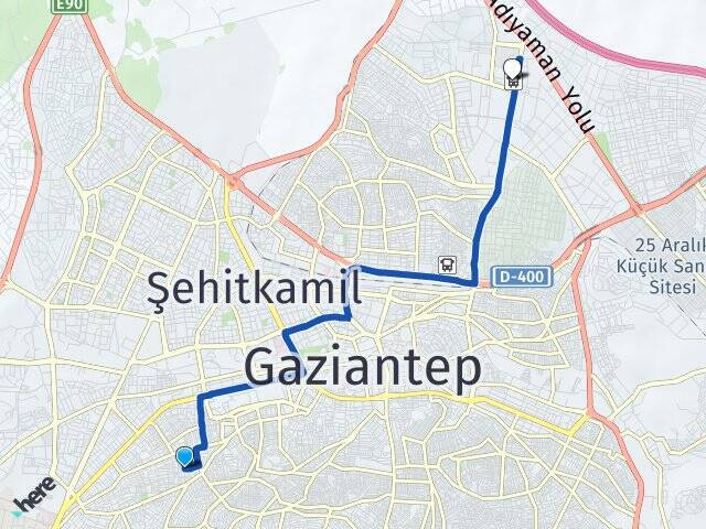 60.Yıl Gaziantep Otogarı Arası Kaç Km - Yol Tarifi