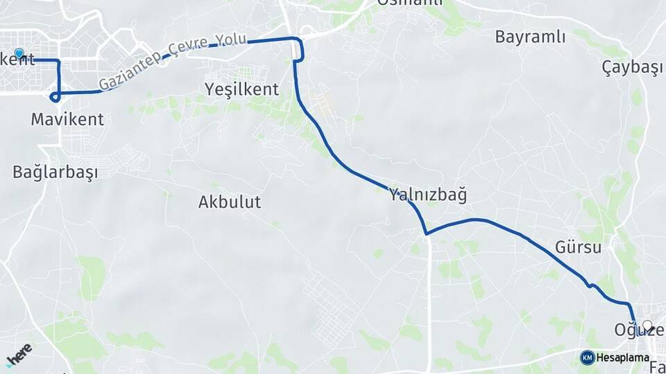 Akkent Oğuzeli Arası Kaç Km - Yol Tarifi