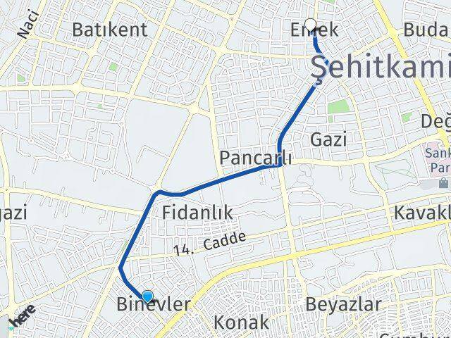 Binevler Emek Arası Kaç Km - Yol Tarifi