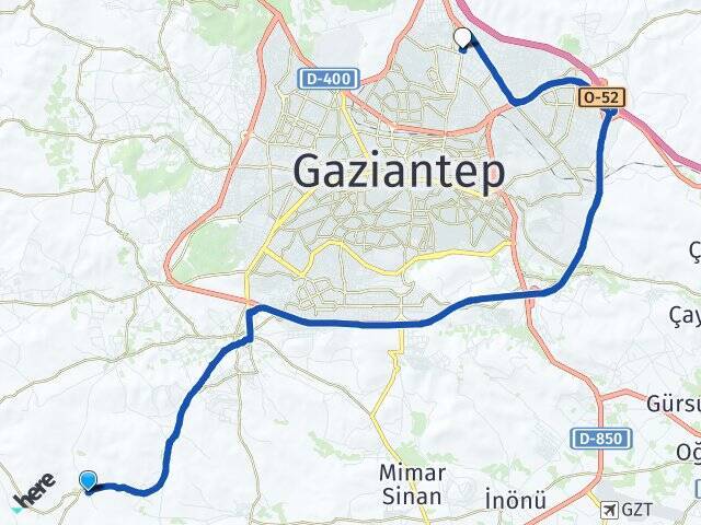 Burç Karakuyu Gaziantep Otogarı Arası Kaç Km - Yol Tarifi