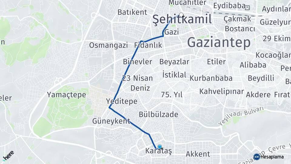 Karataş Şehitkamil Arası Kaç Km - Yol Tarifi