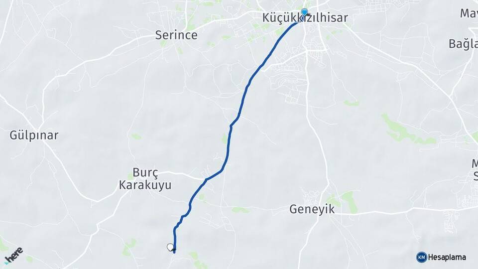 Küçükkızılhisar Şahinbey Arası Kaç Km - Yol Tarifi