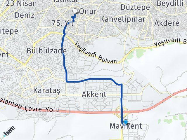 Mavikent Şahinbey Arası Kaç Km - Yol Tarifi