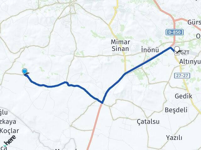 Muhacirosman Gaziantep Havalimanı Arası Kaç Km - Yol Tarifi