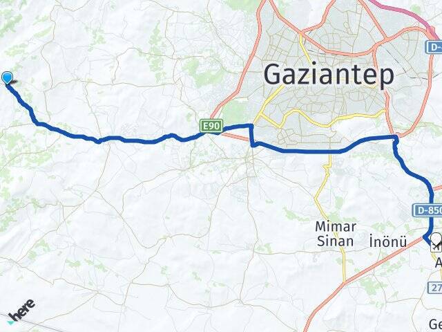 Sırasöğüt Gaziantep Havalimanı Arası Kaç Km - Yol Tarifi