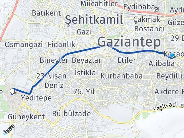 Ünaldı Gaziantep Üniversitesi Arası Kaç Km - Yol Tarifi