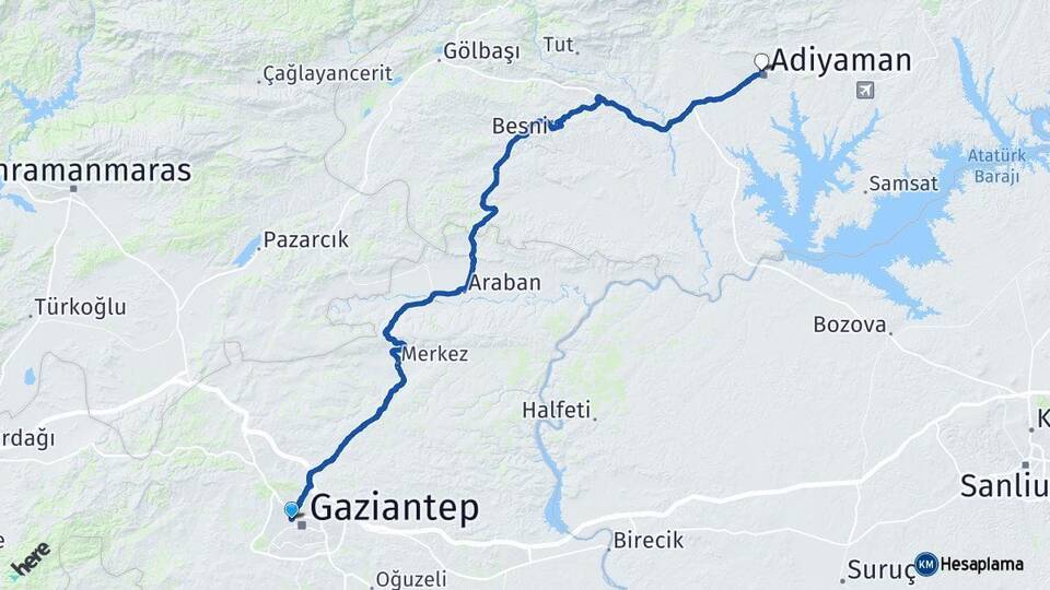 Şehitkamil Adıyaman Arası Kaç Km - Yol Tarifi