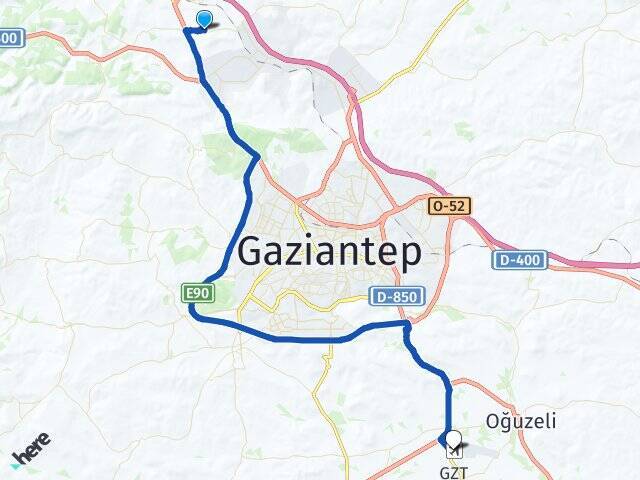 Aktoprak Gaziantep Havalimanı Arası Kaç Km - Yol Tarifi