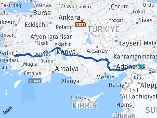 Gaziantep Şehitkamil Aydın Arası Kaç Km - Yol Haritası