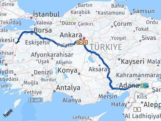 Gaziantep Şehitkamil Balıkesir Arası Kaç Km - Yol Haritası