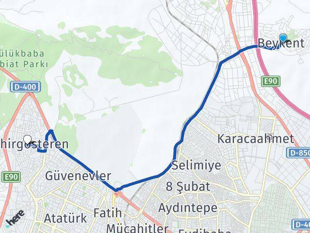 Beykent Şehirgösteren Arası Kaç Km - Yol Tarifi