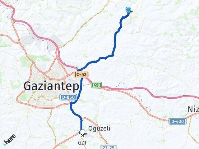 Bozobası Gaziantep Havalimanı Arası Kaç Km - Yol Tarifi