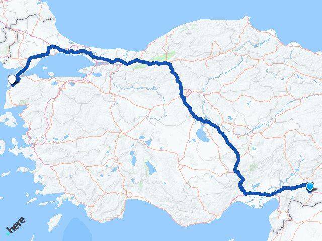 Gaziantep Şehitkamil Çanakkale Arası Kaç Km - Yol Haritası
