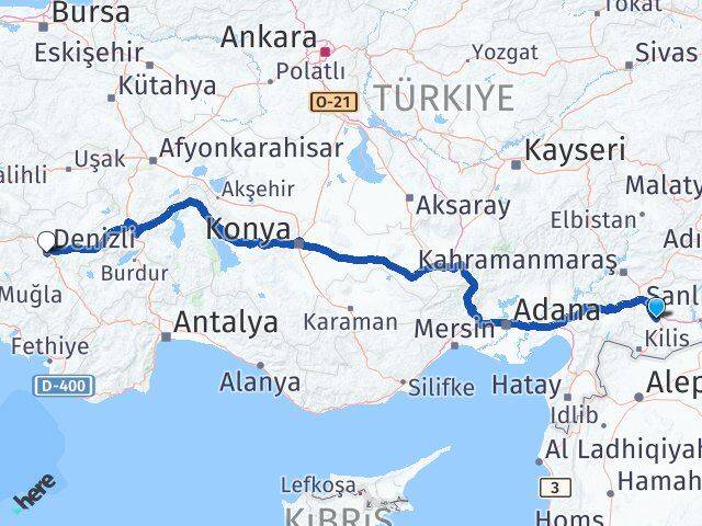 Gaziantep Şehitkamil Denizli Arası Kaç Km - Yol Haritası