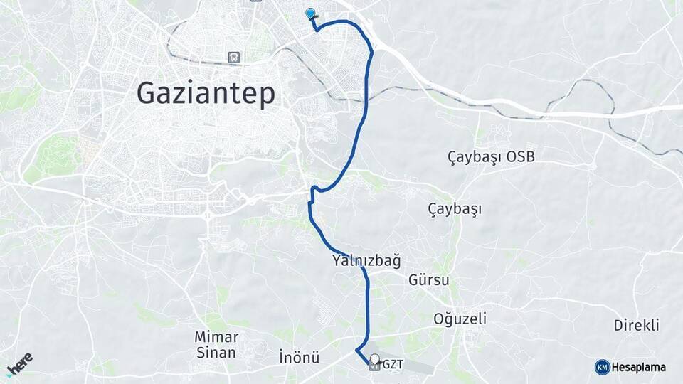 Gazikent Gaziantep Havalimanı Arası Kaç Km - Yol Tarifi