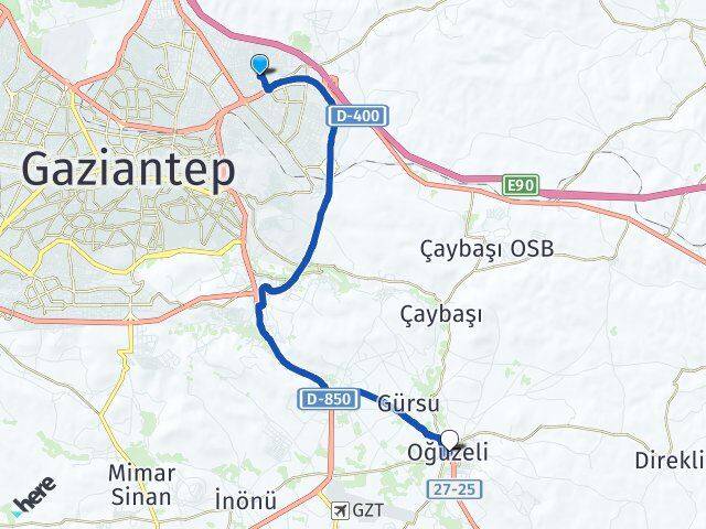 Gazikent Oğuzeli Arası Kaç Km - Yol Tarifi