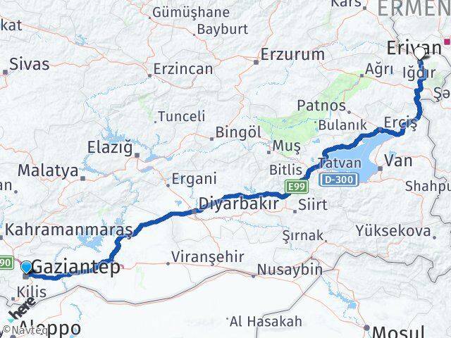Gaziantep Şehitkamil Iğdır Arası Kaç Km - Yol Haritası