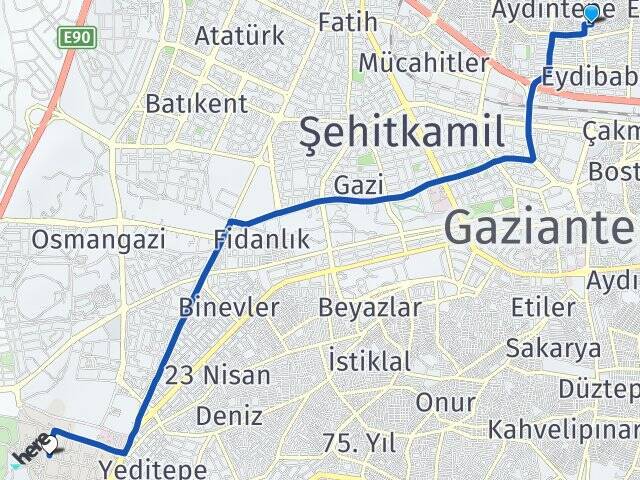 Karşıyaka Gaziantep Üniversitesi Arası Kaç Km - Yol Tarifi