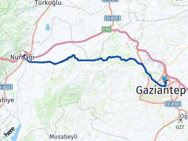 Merveşehir Nurdağı Arası Kaç Km - Yol Tarifi