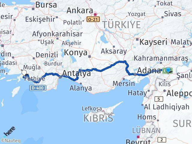 Gaziantep Şehitkamil Muğla Arası Kaç Km - Yol Haritası