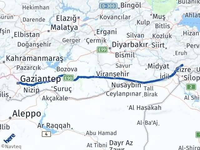 Gaziantep Şehitkamil Şırnak Arası Kaç Km - Yol Haritası