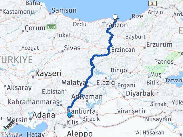 Gaziantep Şehitkamil Trabzon Arası Kaç Km - Yol Haritası
