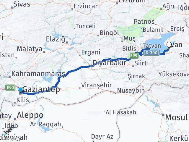 Gaziantep Şehitkamil Van Arası Kaç Km - Yol Haritası