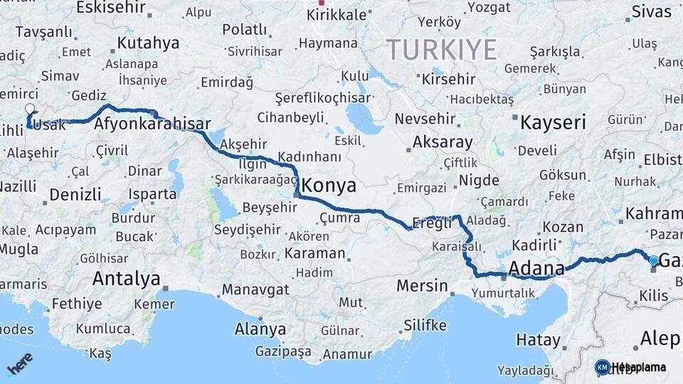 Gaziantep Selendi Arası Kaç Km - Yol Tarifi