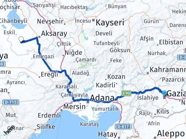 Gaziantep Sultanhanı Aksaray Arası Kaç Km - Yol Haritası
