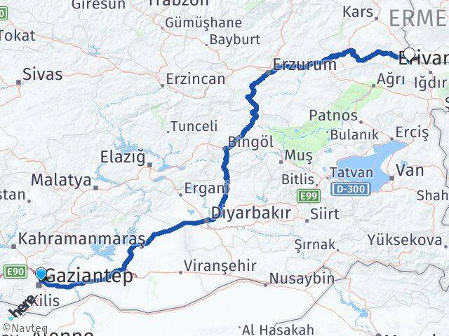 Gaziantep Tuzluca Iğdır Arası Kaç Km - Yol Haritası