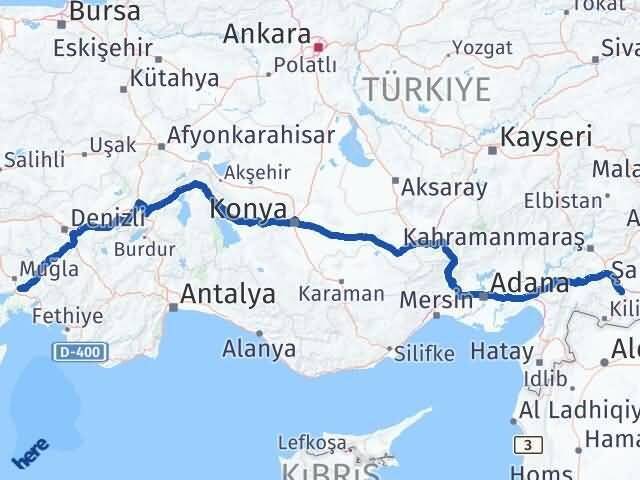 Gaziantep Ula Muğla Arası Kaç Km - Yol Haritası