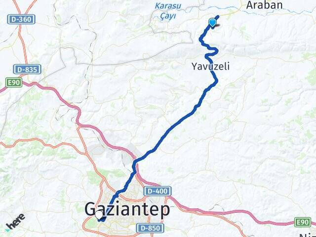 Akbayır Gaziantep Üniversitesi Arası Kaç Km - Yol Tarifi