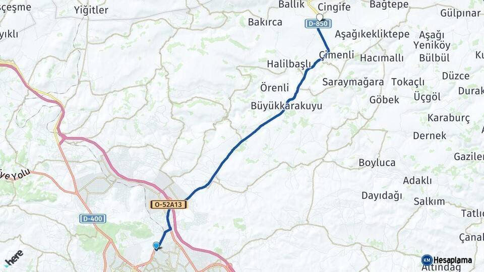 Gaziantep Yavuzeli Arası Kaç Km - Yol Haritası