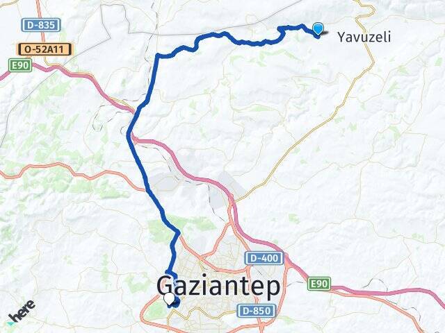 Bakırca Gaziantep Üniversitesi Arası Kaç Km - Yol Tarifi