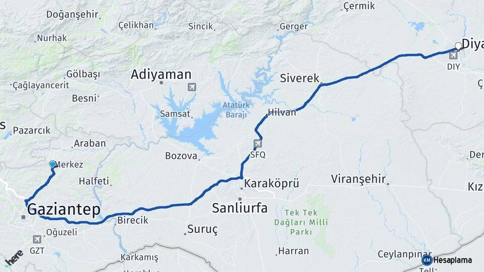 Yavuzeli Diyarbakır Arası Kaç Km - Yol Tarifi