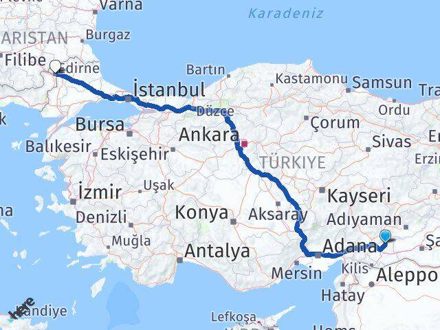 Yavuzeli Edirne Arası Kaç Km - Yol Tarifi