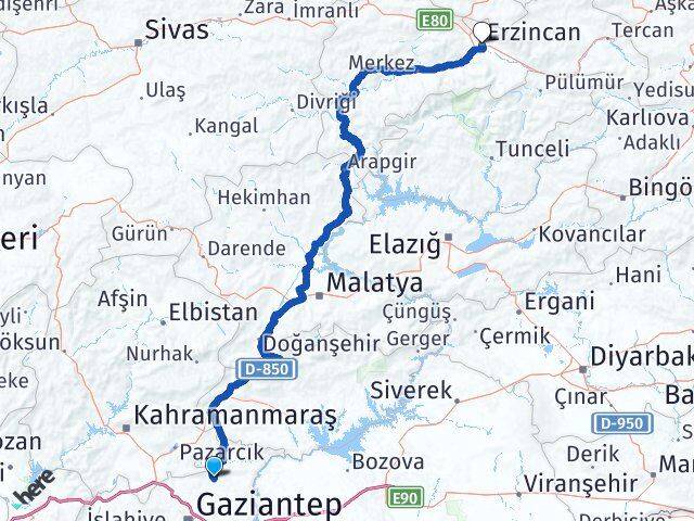 Yavuzeli Erzincan Arası Kaç Km - Yol Tarifi