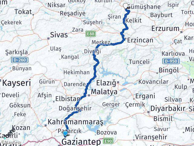 Yavuzeli Gümüşhane Arası Kaç Km - Yol Tarifi
