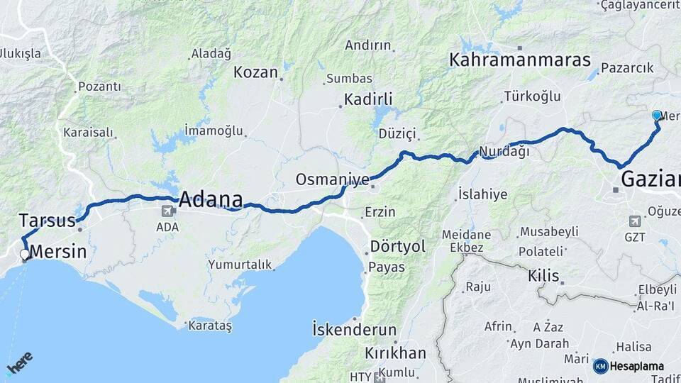 Yavuzeli Mersin Arası Kaç Km - Yol Tarifi