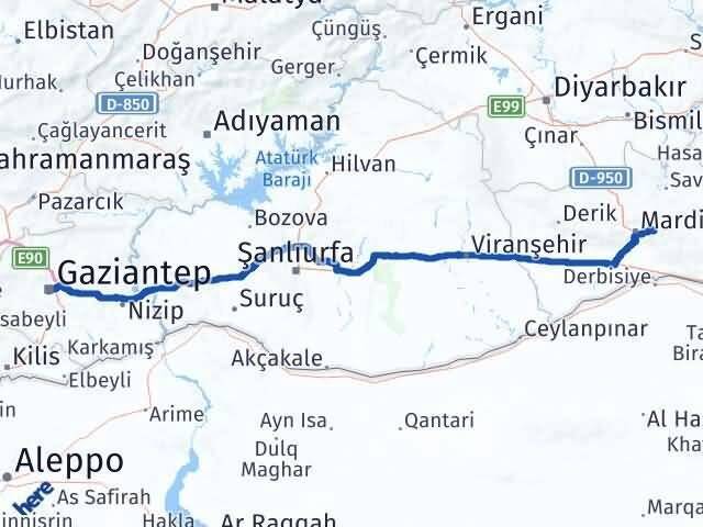 Gaziantep Yeşilli Mardin Arası Kaç Km - Yol Haritası