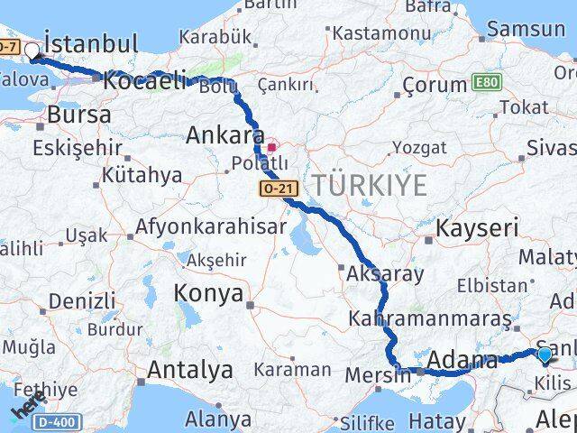 Gaziantep Zeytinburnu İstanbul Arası Kaç Km - Yol Haritası