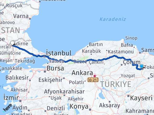 Gaziosmanpaşa Üniversitesi Edirne Arası Kaç Km - Yol Tarifi
