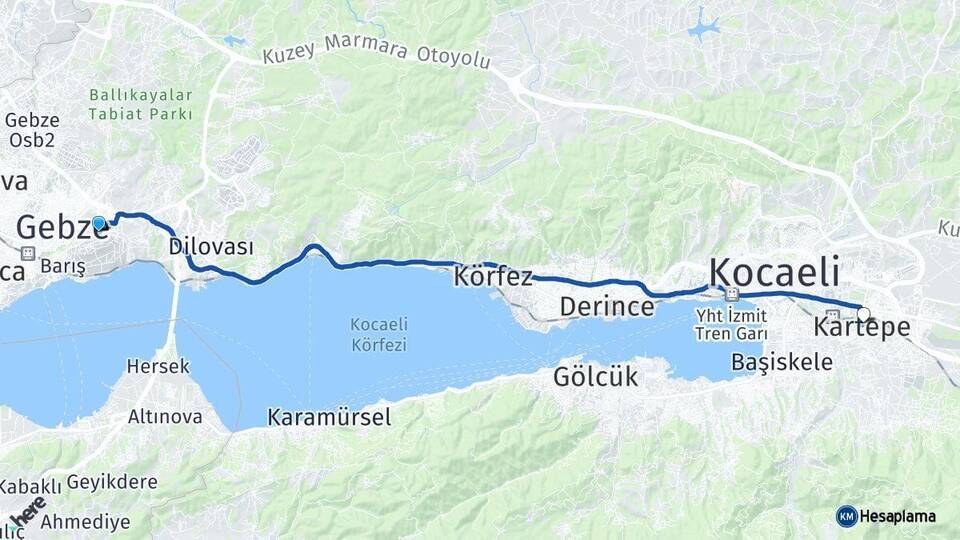 Gebze Otogarı Kartepe Arası Kaç Km - Yol Tarifi