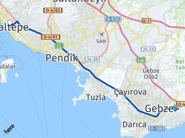 Gebze Otogarı Maltepe Arası Kaç Km - Yol Tarifi