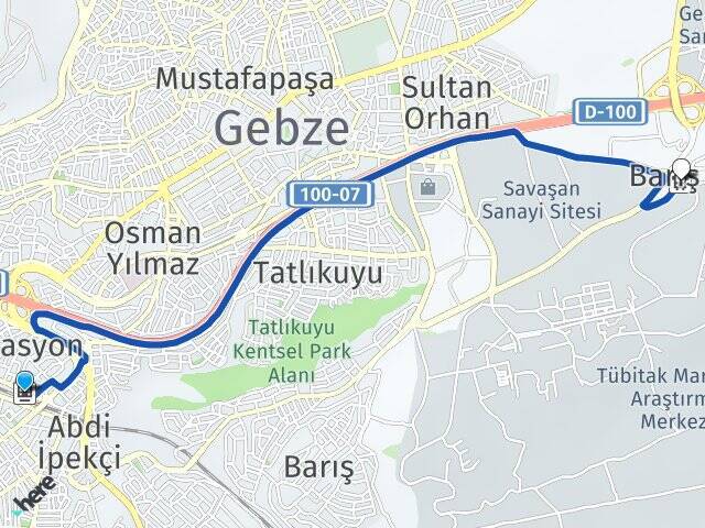 Gebze YHT Garı Gebze Otogarı Arası Kaç Km - Yol Tarifi