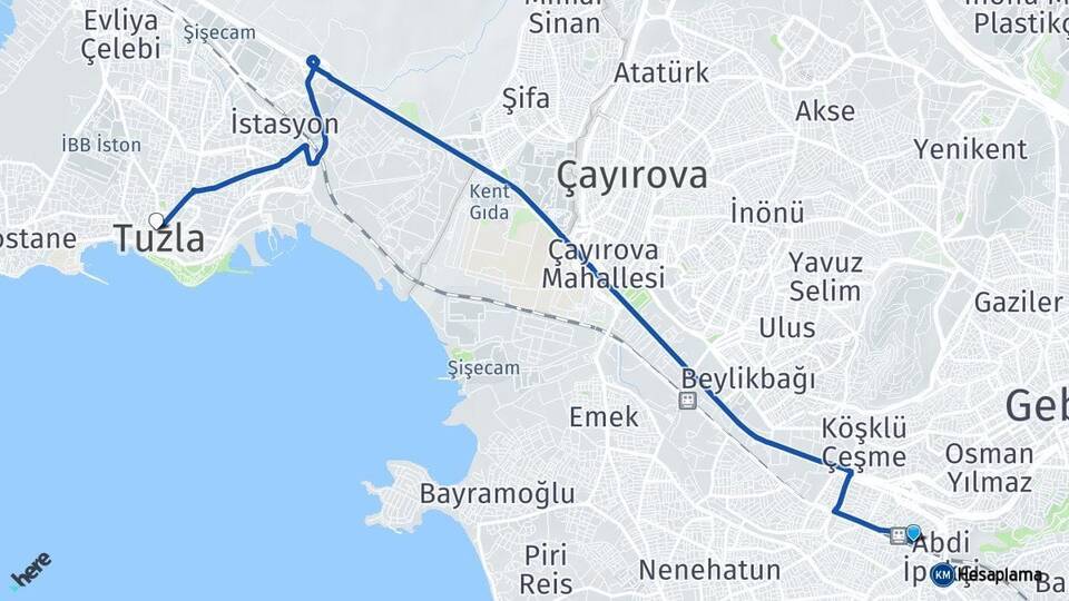 Gebze YHT Garı Tuzla Arası Kaç Km - Yol Tarifi
