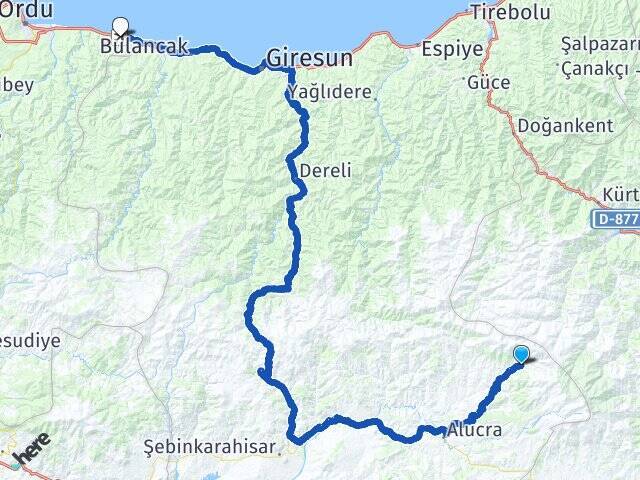 Demirözü Ordu Giresun Havalimanı Arası Kaç Km - Yol Tarifi