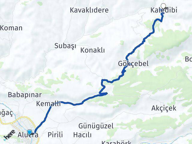 Giresun Alucra Kaledibi Alucra Arası Kaç Km - Yol Haritası